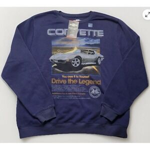NWT Men's CHEVROLET Corvette Navy Crewneck Sweater Small S‎